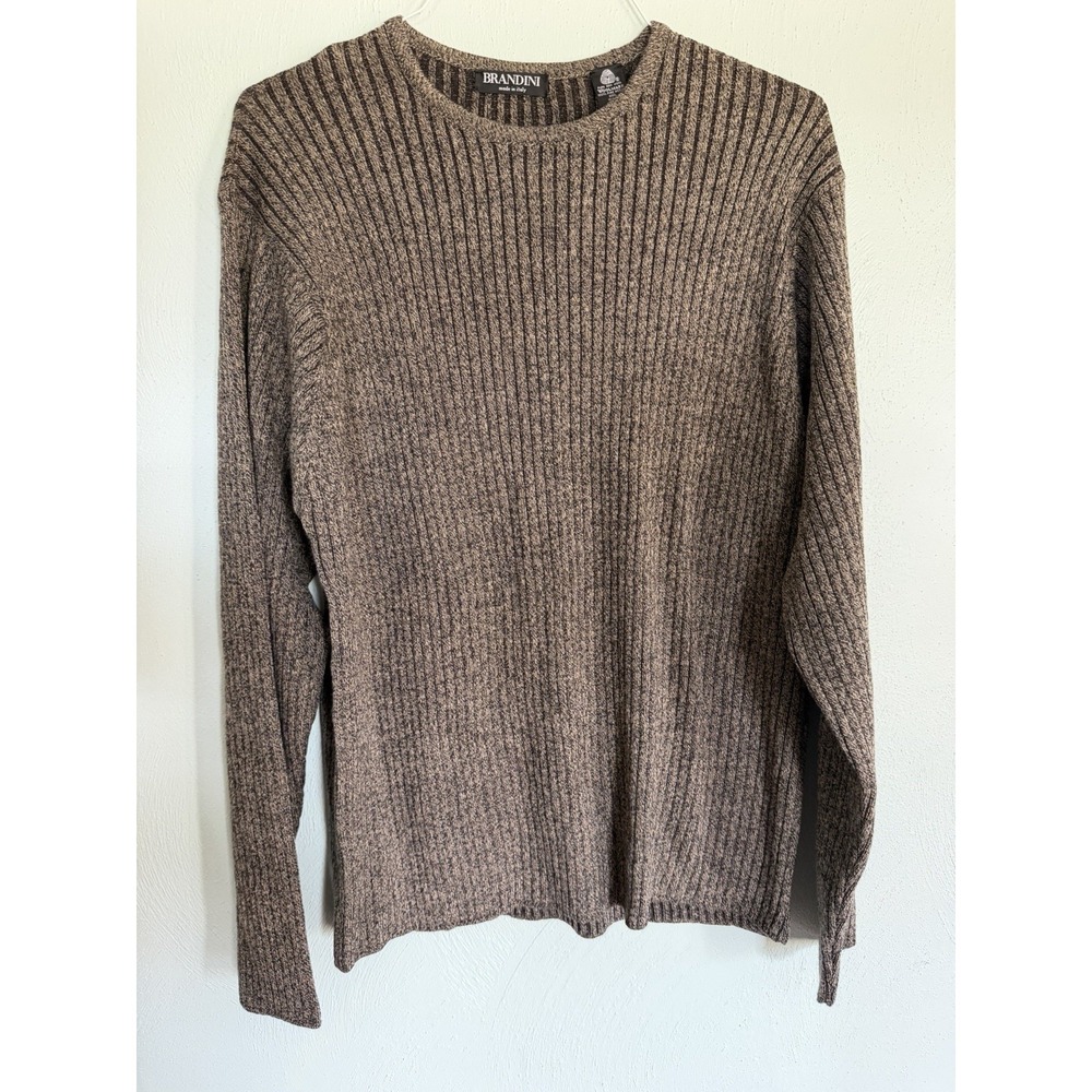 vintage Brandini ribbed crewneck sweater textured knit italian Sz 2XL